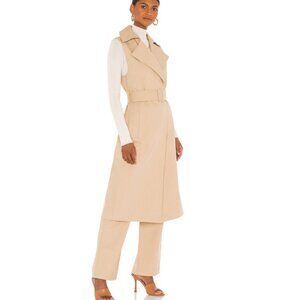 Trave Demin Chelsea Long Sleveless Belted Trench Vest  in Camel Size S NWT